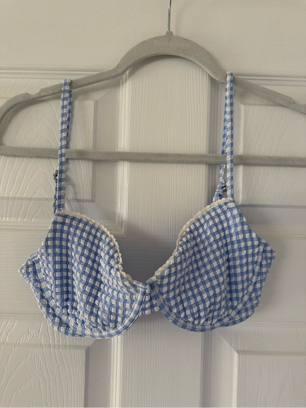 New Abercrombie & Fitch Blue and White Gingham Underwire bikini top